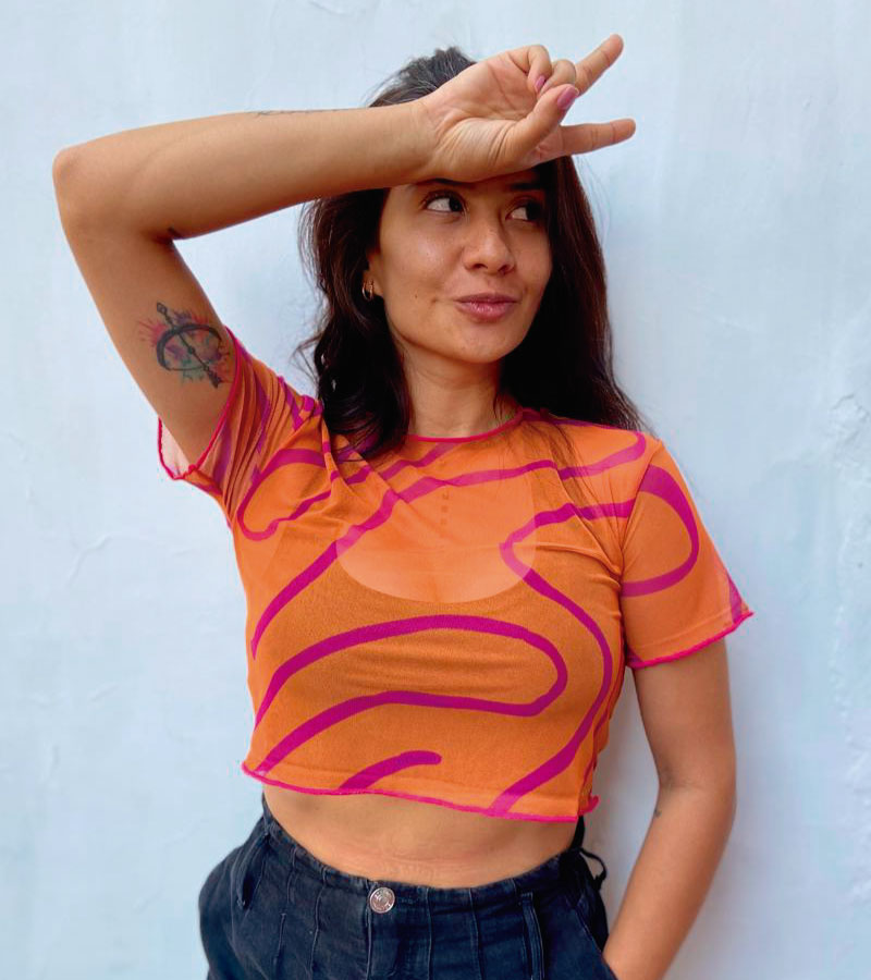 malla tipo crop top